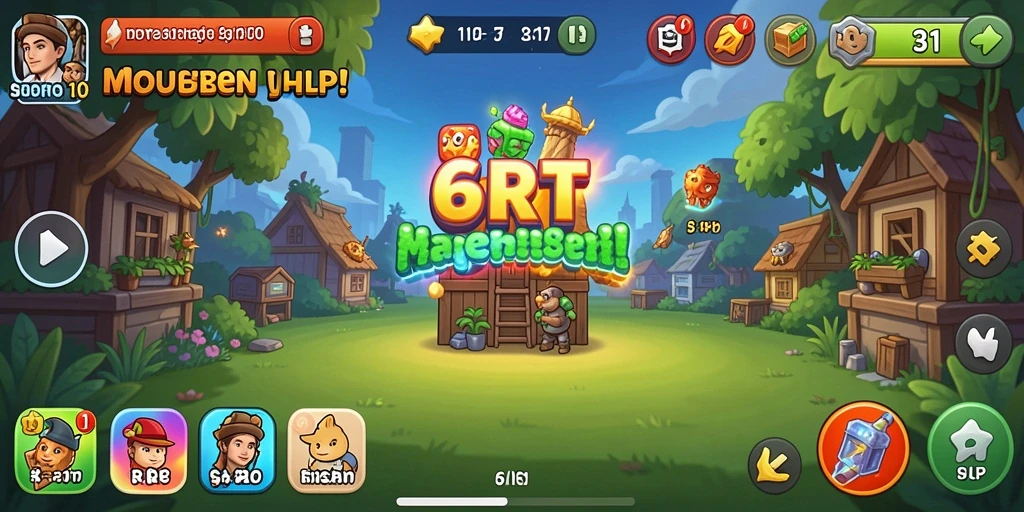 Tampilan gameplay 6RT yang menampilkan ikon game Idle yang menarik.