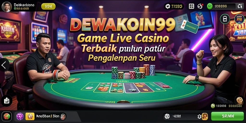 Screenshot gameplay DEWAKOIN99 menunjukkan suasana kasino yang hidup.