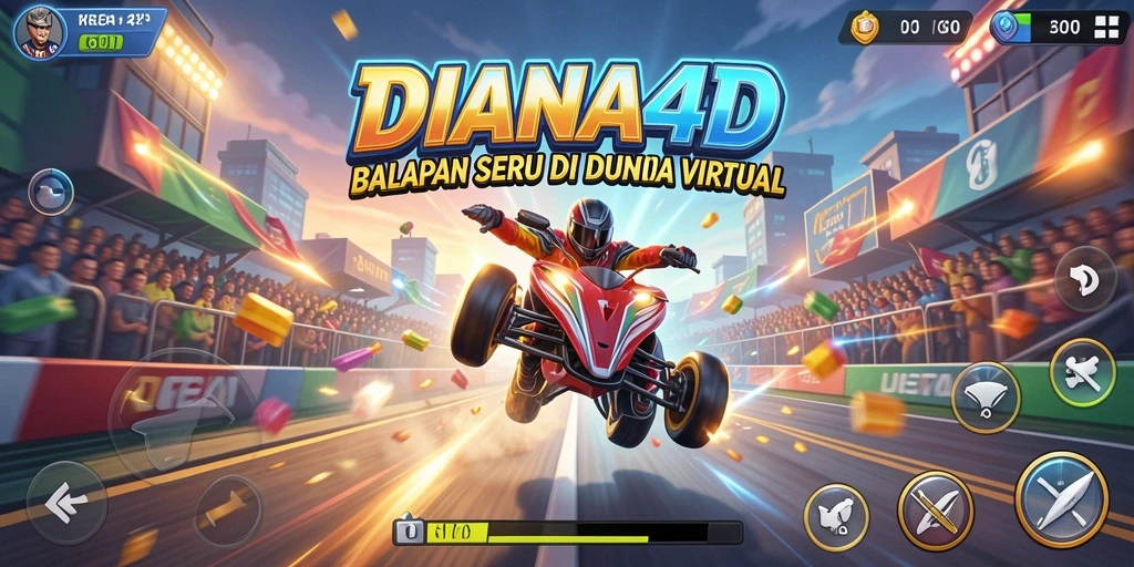 Screenshot dari gameplay DIANA4D menampilkan aksi balapan seru yang mendebarkan.