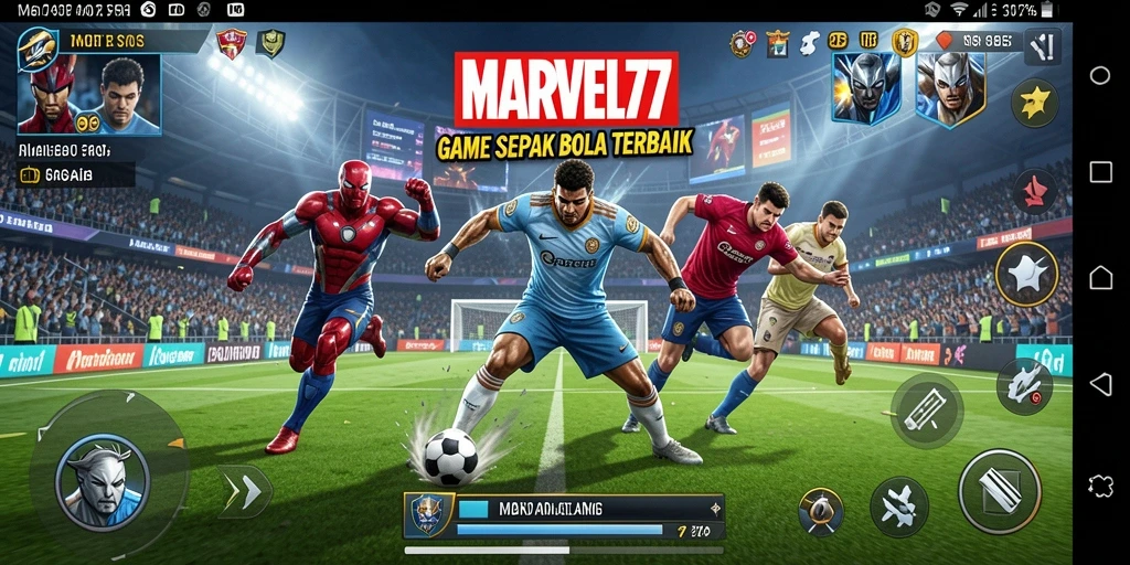 Gameplay seru di lapangan sepak bola yang realistis.