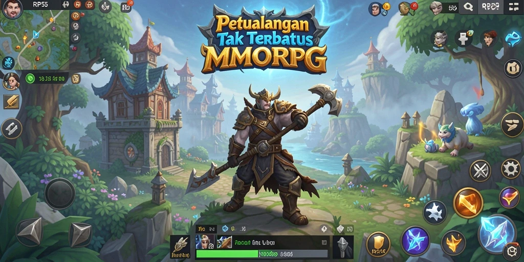 Tampilan gameplay RP55 dengan aksi seru dalam dunia MMORPG.